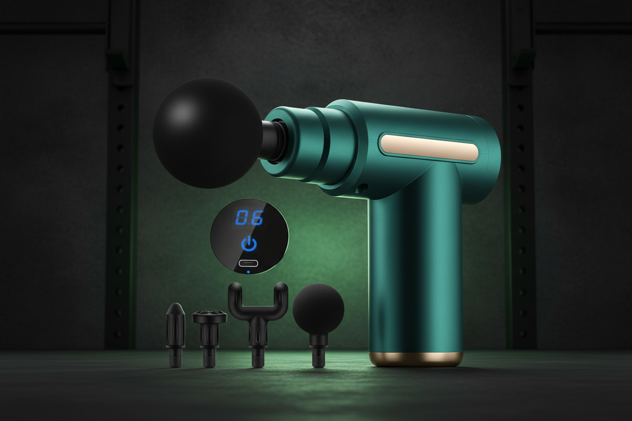 RecovPro pistolet de massage vert - ambiance salle de sport